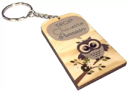 Porte Clef Parrain en Bois mod.B4 - Cadeau personnalise personnalisable - 1 Porte Clef Parrain en Bois mod.B4 - Cadeau personnalise personnalisable - 1