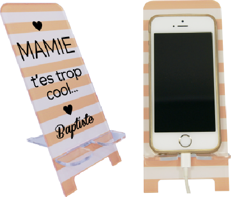 Support Téléphone Mamie T'es trop cool - Mod.6 - Cadeau personnalise personnalisable - 1