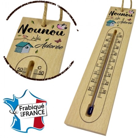 Thermomètre en Bois pour Nounou Mod.8 - Cadeau personnalise personnalisable - 1