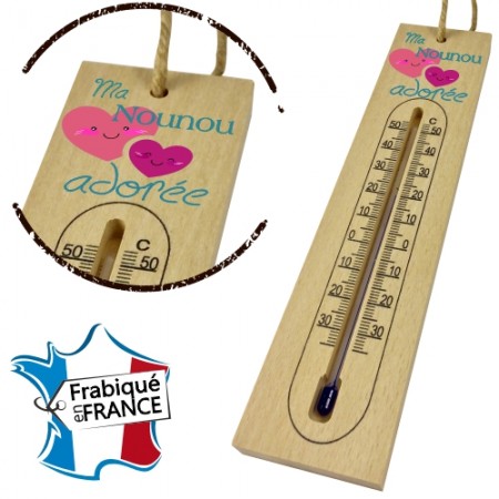 Thermomètre en Bois pour Nounou Mod.10 - Cadeau personnalise personnalisable - 1