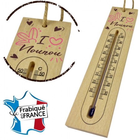 Thermomètre en Bois pour Nounou Mod.11 - Cadeau personnalise personnalisable - 1