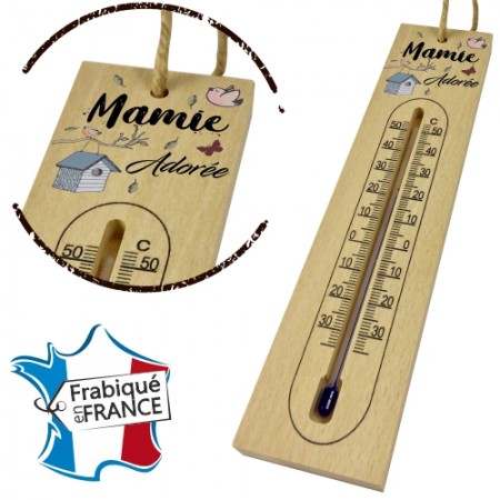 Thermomètre en Bois pour Mamie Mod.8 - Cadeau personnalise personnalisable - 1