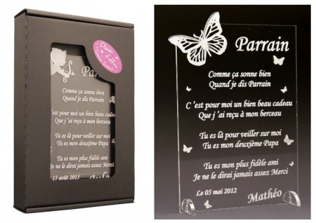 Poème Parrain - Mod. Papillon - Cadeau personnalise personnalisable - 1