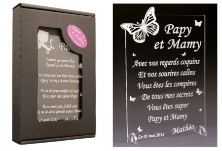 Poème Papy et Mamy - Mod. Papillon - Cadeau personnalise personnalisable - 1