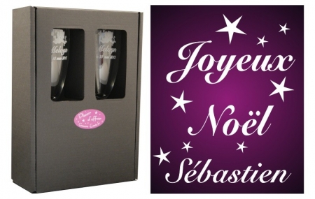 Flûte Noël - Etoiles avec boîte cadeau - Cadeau personnalise personnalisable - 1 Flûte Noël - Etoiles avec boîte cadeau - Cadeau personnalise personnalisable - 1
