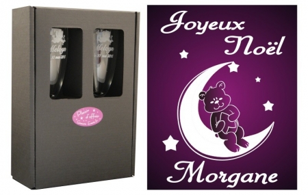 Flûte Noël - modèle Nounours avec boîte cadeau - Cadeau personnalise personnalisable - 1 Flûte Noël - modèle Nounours avec boîte cadeau - Cadeau personnalise personnalisable - 1