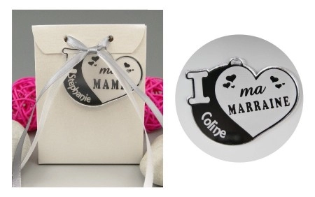 Boite de Chocolat - Médaille Marraine - Mod.Cœur.Blanc - Cadeau personnalise personnalisable - 1 Boite de Chocolat - Médaille Marraine - Mod.Cœur.Blanc - Cadeau personnalise personnalisable - 1