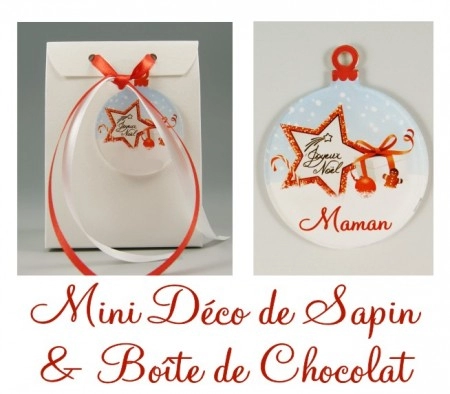 Boite de Chocolat Maman & Mini Déco de Sapin - Cadeau personnalise personnalisable - 1 Boite de Chocolat Maman & Mini Déco de Sapin - Cadeau personnalise personnalisable - 1