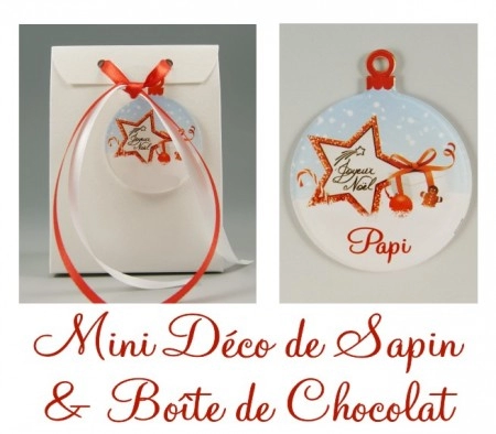Boite de Chocolat Papi & Mini Déco de Sapin - Cadeau personnalise personnalisable - 1 Boite de Chocolat Papi & Mini Déco de Sapin - Cadeau personnalise personnalisable - 1