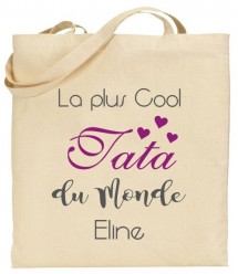 Tote Bag La plus cool Tata du Monde - Modèle 2 - Cadeau personnalise personnalisable - 1
