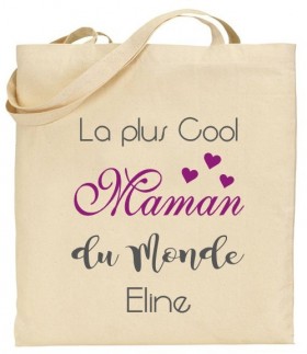 Tote Bag La plus cool Maman du Monde - Modèle 2 - Cadeau personnalise personnalisable - 1