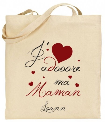 . Tote Bag J'adore ma Maman - Modèle 3 - Cadeau personnalise personnalisable - 1