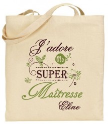 Tote Bag J'adore ma super Maîtresse - Modèle 4 - Cadeau personnalise personnalisable - 1