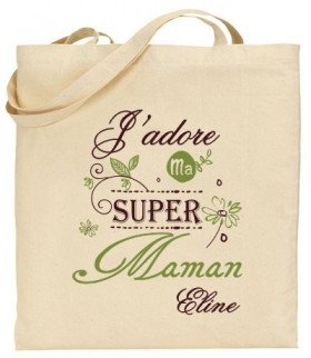 Tote Bag J'adore ma super Maman - Modèle 4 - Cadeau personnalise personnalisable - 1