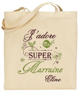 Tote Bag J'adore ma super Marraine - Modèle 4 - Cadeau personnalise personnalisable - 1