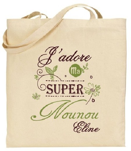 Tote Bag J'adore ma super Nounou - Modèle 4 - Cadeau personnalise personnalisable - 1