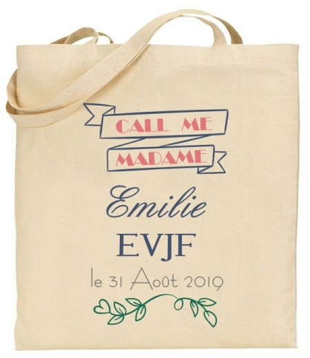 Tote Bag EVJF Call me Madame - Cadeau personnalise personnalisable - 1