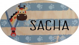Plaque de Porte en bois personnalisé personnalisable - thème girafe sophie - cadeau de naissance bébé