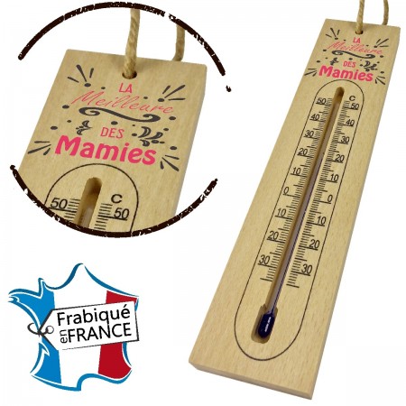 Thermomètre en Bois pour Mamie Mod.7 - Cadeau personnalise personnalisable - 1
