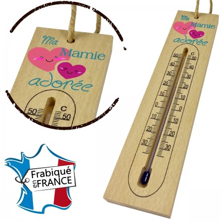 Thermomètre en Bois pour Mamie Mod.10 - Cadeau personnalise personnalisable - 1