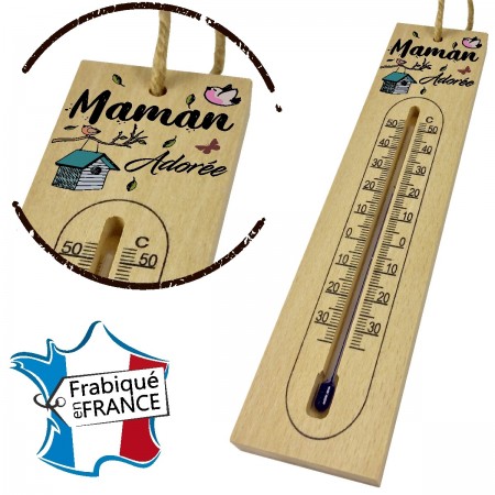 Thermomètre en Bois pour Maman Mod.8 - Cadeau personnalise personnalisable - 1