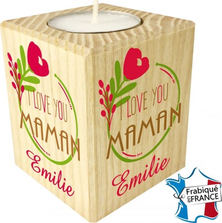 Porte Bougie personnalisable I Love You Maman (mod66) - Cadeau personnalise personnalisable - 1