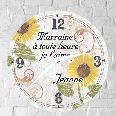 Horloge Marraine Personnalisée (H.F ) - Cadeau personnalise personnalisable - 1 Horloge Marraine Personnalisée (H.F ) - Cadeau personnalise personnalisable - 1
