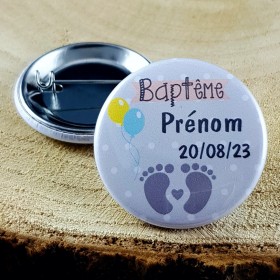 Badge Baptême (mod. Pieds) - Cadeau personnalise personnalisable - 1