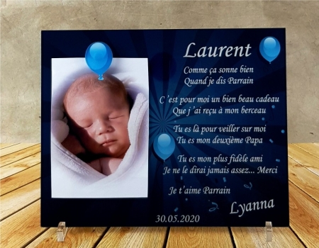 Cadre Photo Aimant 'Le Meilleur Des Parrains' - 20x25 Cm, Plexiglass - Cadeau Baptême, Noël, Anniversaire