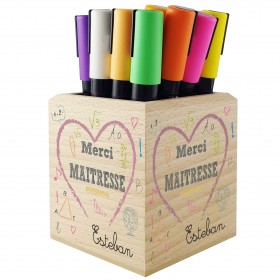 ot à crayons en bois personnalisé avec le prénom de la maîtresse - cadeau de fin d'année scolaire fabriqué en France