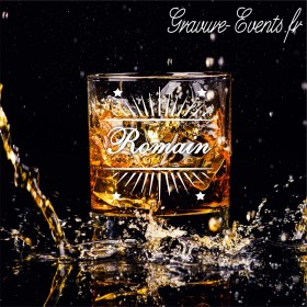 Verre à whisky 30cl gravé avec texte, logo, photo - Gravure laser
