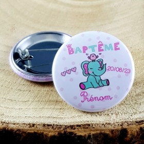 Badge Baptême (mod. Elephant) - Cadeau personnalise personnalisable - 1