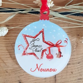 Déco de Sapin Joyeux Noel - Décor Noël Nounou (bac46-3) - Cadeau personnalise personnalisable - 1