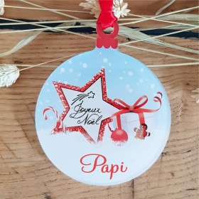 Déco de Sapin Joyeux Noel - Décor Noël Papi (bac47-1) - Cadeau personnalise personnalisable - 1