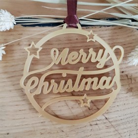Déco de Sapin Merry Christmas - Couleur Or - Cadeau personnalise personnalisable - 1