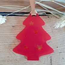 Décoration sapin de Noël en plexi rouge, pour embellir sa décoration de noël