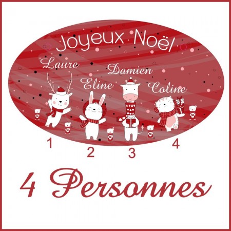 Décoration Murale Noël - 4 personnages - Cadeau personnalise personnalisable - 1