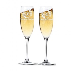 Flûtes à champagne en verre, personnalisées avec un Logo.