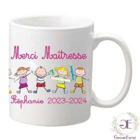 Mug imprimé en France - Cadeau unique pour la fin d'année scolaire de la maîtresse