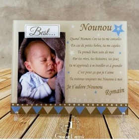 Un poème imprimé sur un cadre photo et personnalisé, pour la Nounou de votre enfant.