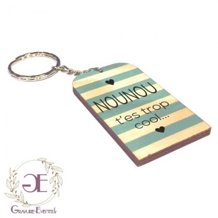 Un petit cadeau pour une Nounou, ce porte clef en bois, pour garder un souvenir de votre enfant.