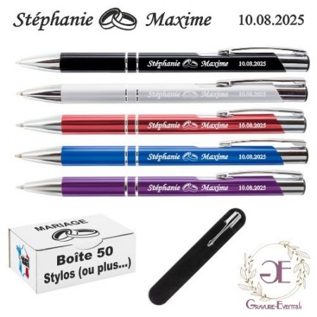 Un cadeau personnalisé pour vos invités lors de votre mariage, un stylo gravé avec le prénom des mariés.