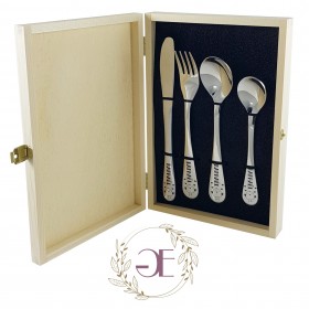 Coffret en bois pour couverts (couverts vendus séparément) - Cadeau personnalise personnalisable - 1