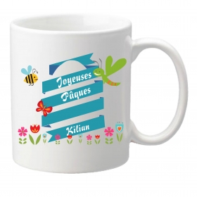 Le jour de Pâques offrez un mug personnalisé, pour boire un bon chocolat chaud.