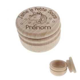 Boîte à dents en bois personnalisée avec prénom Modèle Licorne