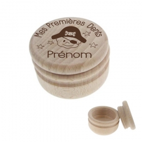 Boîte à dents gravée avec le prénom d’un enfant - Modèle Pirate