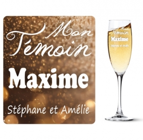 Un cadeau à offrir à votre Témoin et ami lors de votre mariage, un verre gravé et personnalisé souvenir.