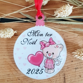 Décoration brillante pour sapin en plexiglas imprimé "mon 1er Noël", souvenir de naissance.