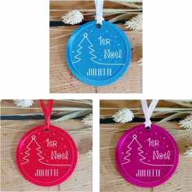 Une double décoration feutrine et plexiglass personnalisée premier Noël et y déposer le prénom de votre choix.