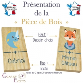 Jeu de Memory en bois personnalisé, des pièces imprimées, fabrication artisanale en France, entièrement personnalisable.